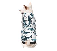 Sweat à capuche chaud, doux et respirant, facile à porter pour l'hiver et l'automne, motif requin avec différents gestes imprimés pour petits chiens, pull à capuche pour temps froid