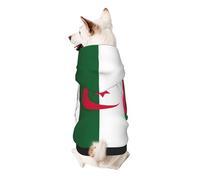 Sweat à capuche chaud imprimé drapeau de l'Algérie pour petits chiens, doux et respirant, facile à porter pour l'hiver et l'automne, pull à capuche pour temps froid