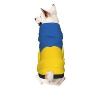 Sweat à capuche chaud imprimé drapeau de l'Ukraine pour petits chiens, doux et respirant, facile à porter pour l'hiver et l'automne, pull à capuche pour temps froid