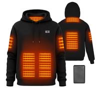Sweat à Capuche Chauffant Homme Femme avec Doublure en Polaire et Batterie 16000 mAh, Sweat Chauffant Rechargeable, USB Électrique Veste Chauffant avec 6 Zones de Chauffage, 3 Niveaux de Chaleur