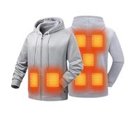 Sweat à Capuche chauffante USB Unisex Manteau Chauffant Électrique Lavable avec Chauffage et 7 Zones Chauffage pour Ski Plein Air Blouson chauffant Randonnée Hiver intelligent chauffé