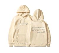 Sweat à Capuche « Chère Personne derrière Moi » - Sweat-Shirt pour la santé mentale « Tu ES Assez » pour Femmes, mélange de Coton, Haut Graphique Oversize (10-1,4TG)