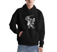 Sweat à capuche chevalier contre squelette - Pull gothique médiéval pour les fans d'histoire et d'esthétique sombre, Noir , L