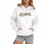 Sweat à capuche chrétien Jésus pour femme - Décontracté - Pull doux - Tenue de prière le Seigneur Workou avec capuche - Pull graphique Y2K tendance « I Love Jesus God » - Dessin animé mignon avec