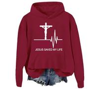 Sweat à capuche chrétien « Jesus Saved My Life » pour femmes et hommes, Bordeaux-D, 3XL