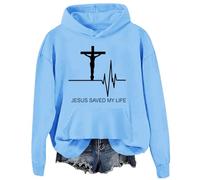 Sweat à capuche chrétien « Jesus Saved My Life » pour femmes et hommes, Carolina Blue-d, 3XL