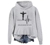 Sweat à capuche chrétien « Jesus Saved My Life » pour femmes et hommes, Gris-D., 3XL