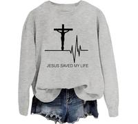 Sweat à capuche chrétien « Jesus Saved My Life » pour femmes et hommes, Gris - Y, L