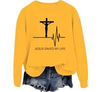 Sweat à capuche chrétien « Jesus Saved My Life » pour femmes et hommes, Jaune-y, S