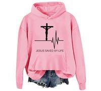 Sweat à capuche chrétien « Jesus Saved My Life » pour femmes et hommes, Rose., XL