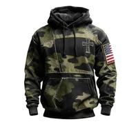 Sweat à capuche chrétien pour homme rétro élégant inspirant religieux foi croix sweat à capuche vintage bible graphique pull militaire combat entraînement jogging course décontracté streetwear