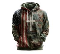Sweat à capuche chrétien pour homme rétro élégant inspirant religieux foi croix sweat à capuche vintage bible graphique pull militaire combat entraînement jogging course décontracté streetwear, Bleu