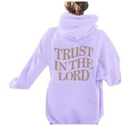 Sweat à capuche chrétien Trust In The Lord pour femme, coupe ample, manches longues, vêtements à capuche amusants, confortables, Jésus, chandails graphiques 2025, légers, tendance, fins, unis, automne