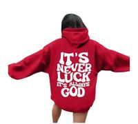 Sweat à capuche Christian It's Never Luck It's Always God Anime pour femme tendance col rond Jésus manches longues pull à capuche Trust In The Lord Cute Vintage Letter Sporty Graphic Tops pour femme