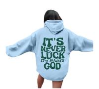 Sweat à capuche Christian It's Never Luck It's Always God - Coupe ample - Col rond - Manches longues - Trust In The Lord College - Lettre tendance - Tenue graphique sportive - Backwoods, violet clair