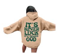 Sweat à capuche Christian It's Never Luck It's Always God - Tendance - Manches longues - Jésus uni avec capuche - Faith - Motif mignon - Lettre sportive - Col rond - Tenues tendance d'automne - Jésus