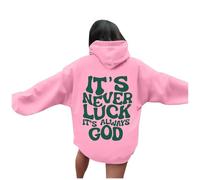 Sweat à capuche Christian It's Never Luck It's Always God - Tendance - Manches longues - Jésus uni avec capuche - Faith - Motif mignon - Lettre sportive - Col rond - Tenues tendance d'automne - Jésus