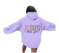 Sweat à capuche Christian Jesus Chase You pour femme avec capuche graphique 2025 - Pull occidental - Tenue ample tendance et décontractée - Joli pull à capuche religieux mignon, violet, L