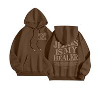 Sweat à capuche Christian Jesus Is My Healer pour femme - Graphique été automne - Esthétique à capuche - Jésus sauve - Tenues décontractées avec capuche - Pull fin pour la plage - Vêtements God Trust