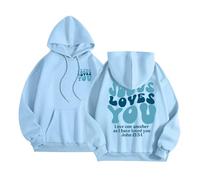 Sweat à capuche Christian Jesus Loves You pour femme - Graphique décontracté Y2K - Pull essentiel pour adolescents - Coupe ample - Tendance - I Love Jesus Trust In The Lord, bleu, L