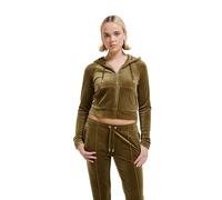 Sweat à Capuche Classique en Velours avec Logo Juicy, Vert Olive foncé, S