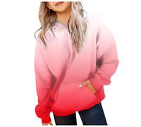 Sweat à Capuche Classique pour Fille, dégradé de Couleurs, Doublure, Confortable, Doux, Chaud, Tendance, imprimé tie Dye, décontracté Gilet Fille Hiver Polaire (Red, 9-10 Years)