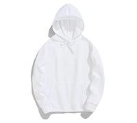 Sweat à capuche classique pour homme et femme - Pull à capuche uni - Avec poche - Style décontracté - Manches longues - Polaire unisexe - Vêtement de travail uni - Pour l'automne et l'hiver, blanc, XL