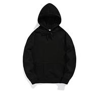 Sweat à capuche classique pour homme et femme - Pull à capuche uni - Avec poche - Style décontracté - Manches longues - Polaire unisexe - Vêtement de travail uni - Pour l'automne et l'hiver, Noir , M