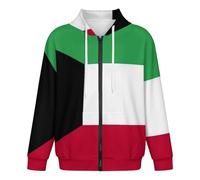 Sweat À Capuche Classique pour Homme | Haut À Capuche Zippé Confortable | Imprimé Drapeau De La République du Koweït | Cardigan À Manches Longues Et Poignets Côtelés | Idéal pour Le Week-End 2XL