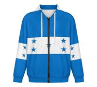 Sweat À Capuche Classique pour Homme | Haut À Capuche Zippé Confortable | Imprimé Drapeau du Honduras | Cardigan À Manches Longues Et Poignets Côtelés | Idéal pour Le Week-End Taille 2XL
