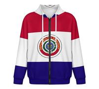 Sweat À Capuche Classique pour Homme | Haut À Capuche Zippé Confortable | Imprimé Drapeau du Paraguay | Cardigan À Manches Longues Et Poignets Côtelés | Idéal pour Le Week-End Taille 2XL