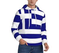 Sweat À Capuche Classique pour Homme Respirant Windproof avec Imprimé Grèce Drapeau Et Poche Kangourou Style Urbain pour Le Sport Et La Vie Quotidienne Confortable