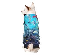 Sweat à capuche coloré avec impression 3D de la nature sous l'eau de poissons tropicaux pour petits chiens, chaud, doux et respirant, facile à porter pour l'hiver et l'automne