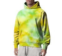Sweat à capuche coloré pour homme - Style hippie - Coupe ample - Imprimé fantaisie - Sweat à capuche classique - Chaud - Élégant - Pull universitaire funky, jaune, XXX-Large