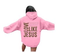 Sweat à capuche confortable avec capuche pour femme « Love Like Jesus » - Dieu 2025 - Été - Plage - Décontracté - Graphique - Mignon - Cool Trust In The Lord I Love Jesus - Dessin animé, rose, M