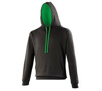 Sweat À Capuche Contrastée Unisexe - Jh003 - Noir Et Vert Kelly