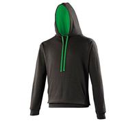 Sweat À Capuche Contrastée Unisexe - Jh003 - Noir Et Vert Kelly