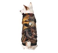 Sweat à capuche cool steampunk imprimé engrenages pour chiot, doux, confortable et respirant pour animaux de compagnie, vêtements mignons pour chiens, chats, petits animaux de compagnie, taille S