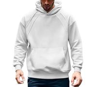 Sweat à capuche coréen tendance pour homme - Sweat à capuche surdimensionné Harajuku - Pull d'hiver en polaire uni - Pull d'extérieur avec capuche classique, blanc, 4X-Large