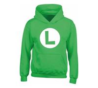 Sweat à capuche coton super mario luigi badge vert 9/11A
