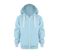 Sweat à capuche couleur unie à fermeture éclair vestes longues à manches longues pour filles enfants garçons manteaux et vestes styles sweat à capuche, bleu ciel, 4-5 ans