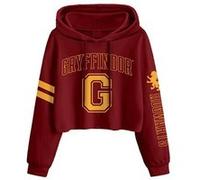 Sweat à capuche court bordeaux Harry Potter Gryffondor College Style pour femme : taille X Grand Red G