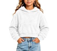 Sweat à capuche court en polaire à manches longues pour garçons et filles | Pull à capuche pour filles de 4 à 14 ans ample et confortable décontracté pour l'automne et l'hiver