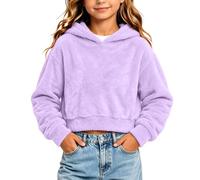 Sweat à capuche court en polaire à manches longues pour garçons et filles | Pull à capuche pour filles de 4 à 14 ans ample et confortable décontracté pour l'automne et l'hiver
