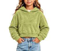 Sweat à capuche court en polaire à manches longues pour garçons et filles | Pull à capuche pour filles de 4 à 14 ans ample et confortable décontracté pour l'automne et l'hiver