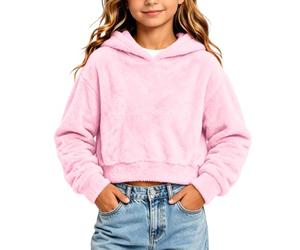 Sweat à capuche court en polaire à manches longues pour garçons et filles | Pull à capuche pour filles de 4 à 14 ans ample et confortable décontracté pour l'automne et l'hiver