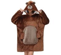 Sweat à Capuche Couverture Portable Pull Plaid Femme Sherpa Wearable Blanket Hoodie Homme Animal Plaids à Manches Unisexe