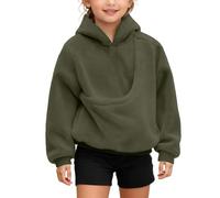 Sweat à capuche croisé sur le devant pour fille, pull à manches longues | Un sweat à capuche avec un panneau avant qui se chevauche distinctif qui crée un effet croisé drapé. Le design est uni