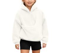 Sweat à capuche croisé sur le devant pour fille, pull à manches longues | Un sweat à capuche avec un panneau avant qui se chevauche distinctif qui crée un effet croisé drapé. Le design est uni