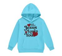 Sweat à capuche d'automne pour fille - Humour - Mignon - Capuche - Poche kangourou - Religieux - Décontracté - Inscription en forme de cœur - Haut de déclaration pour l'église, Stil-i11 Bleu, 1-2 ans